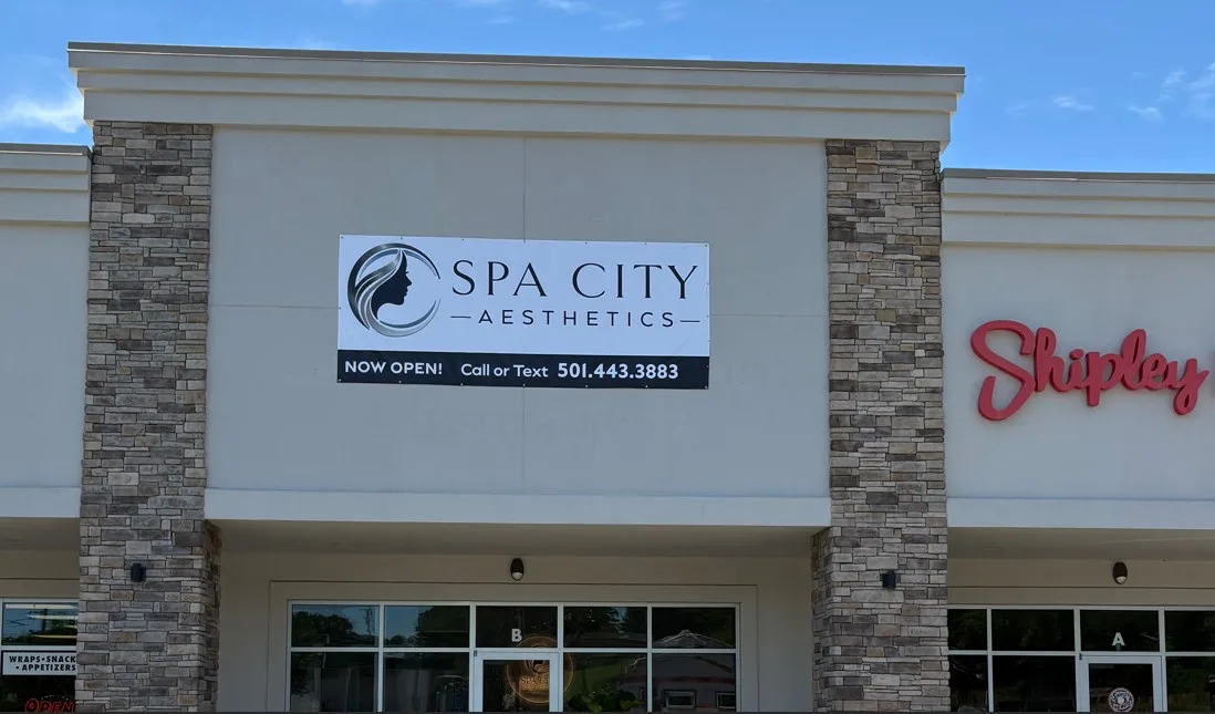 Printed banner installed for Spa City Aesthetics