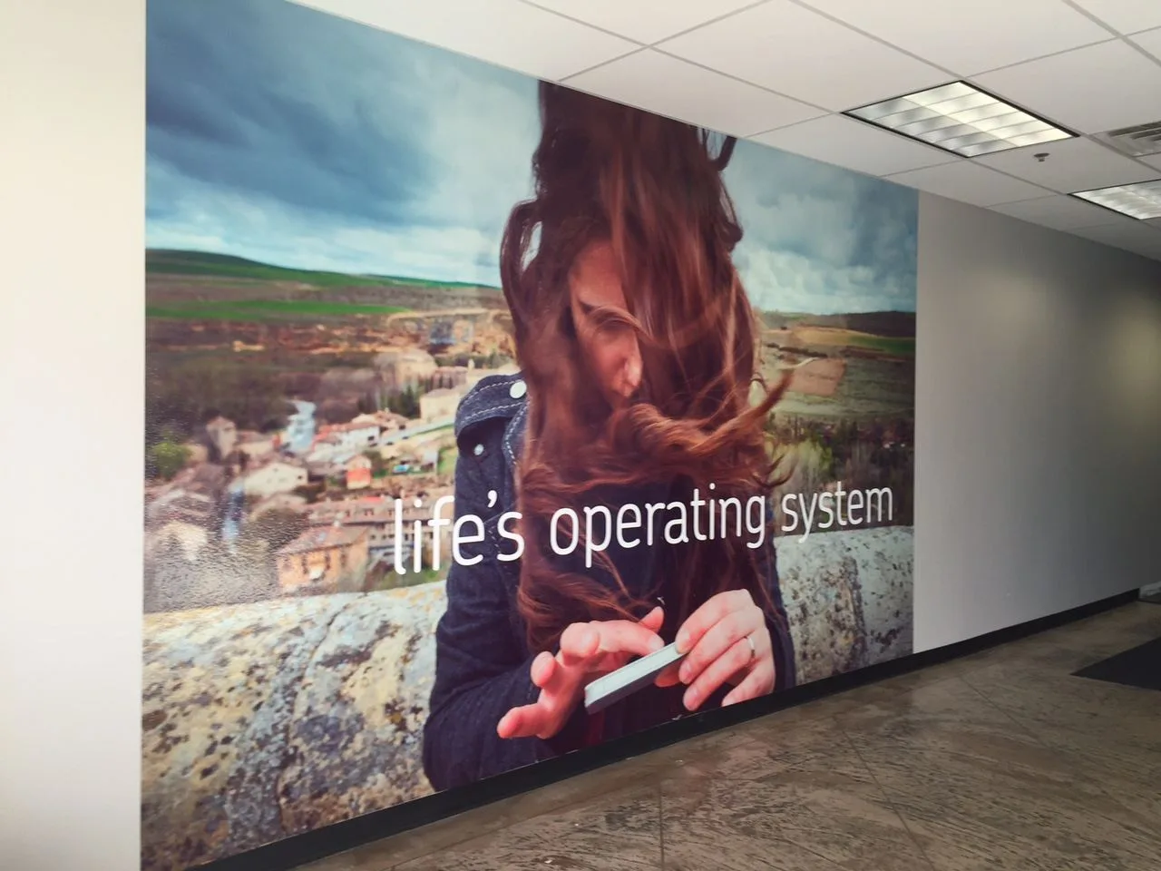 Printed vinyl wall graphic installed for Asurion by Seiz Sign Company