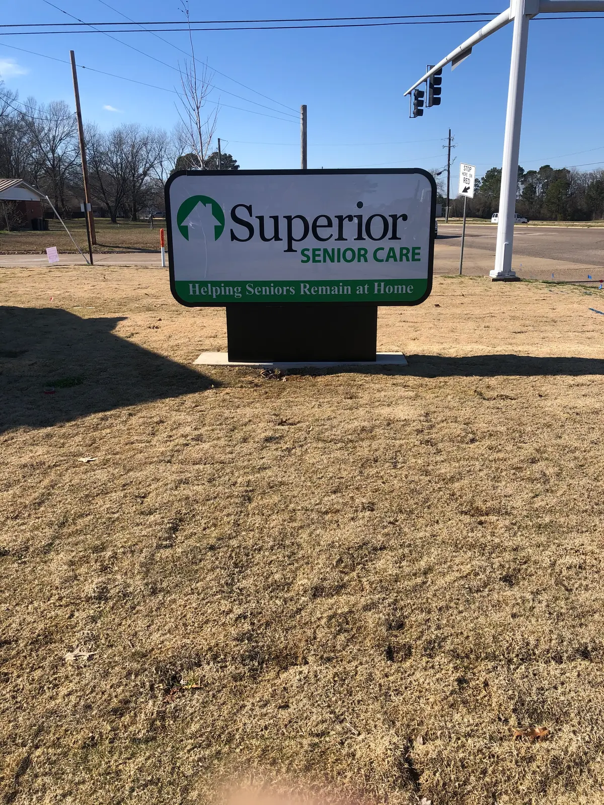Superior Senior Care illuminated monument sign provided and installed by Seiz Sign Company