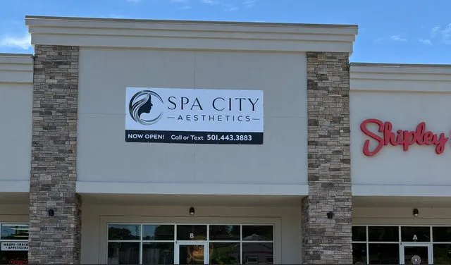Printed banner installed for Spa City Aesthetics by Seiz Sign Company