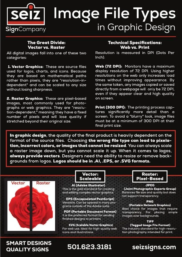 Cover of the Seiz Sign Company Image File Types in Graphic Design guide
