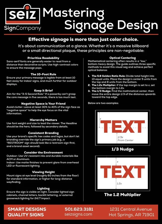 Cover of the Seiz Sign Company Mastering Signage Design guide